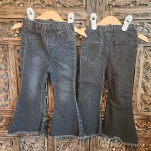Baileys Blossoms Black Stretchy Denim Flare Jeans, 18-24m